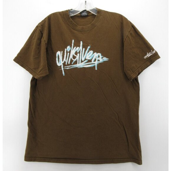 VINTAGE Quiksilver Shirt Medium Pullover Skater Spell Out T Tee Y2K - Picture 1 of 11